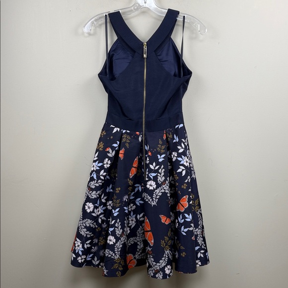 TED BAKER LONDON Bethah Kyoto Navy Floral Sleeveless Dress Sz 1 small - Picture 11 of 13